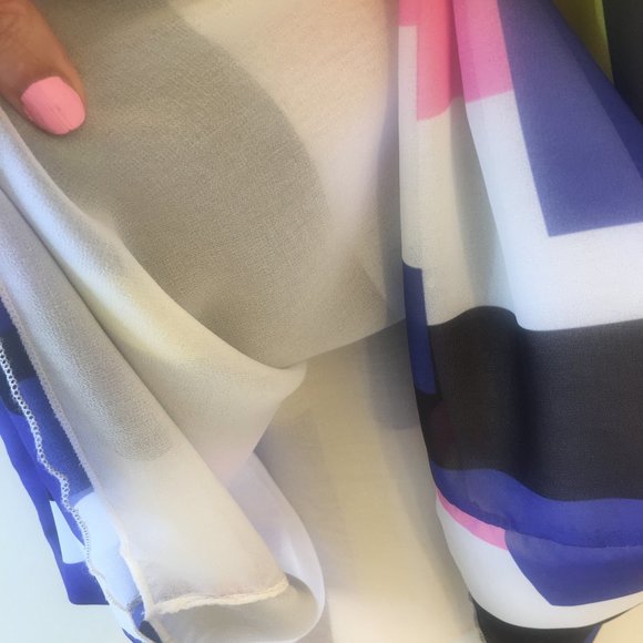 Sheer-look abstract-multi-color print dress - Picture 4 of 6